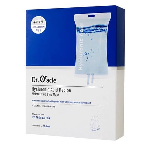 Hyaluronic Acid Recipe Moisturizing Blue Mask, 10ea, 1pack - Image 1