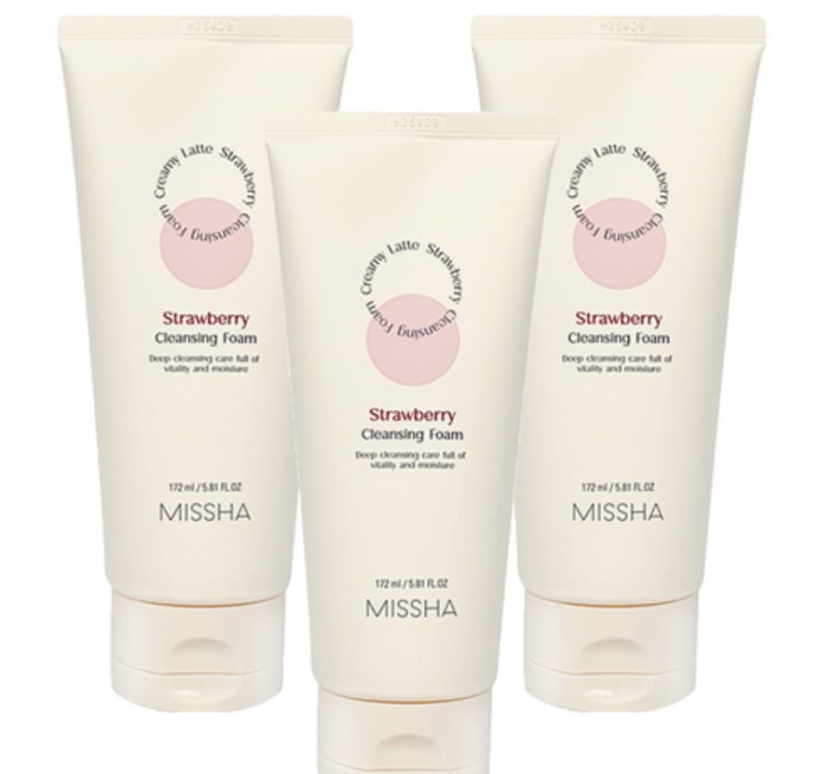 Creamy Latte Cleansing Foam Strawberry, 172mlx3ea, 1pack - Image 1