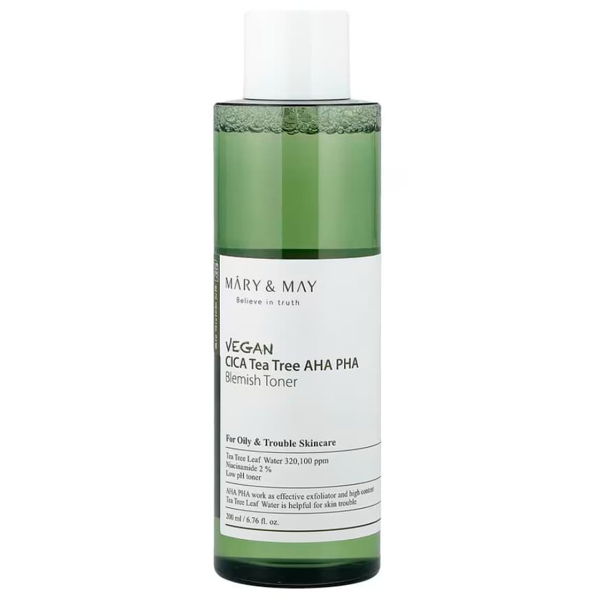 Vegan CICA Tea Tree AHA PHA Blemish Toner, 200ml, 1pack - Image 1
