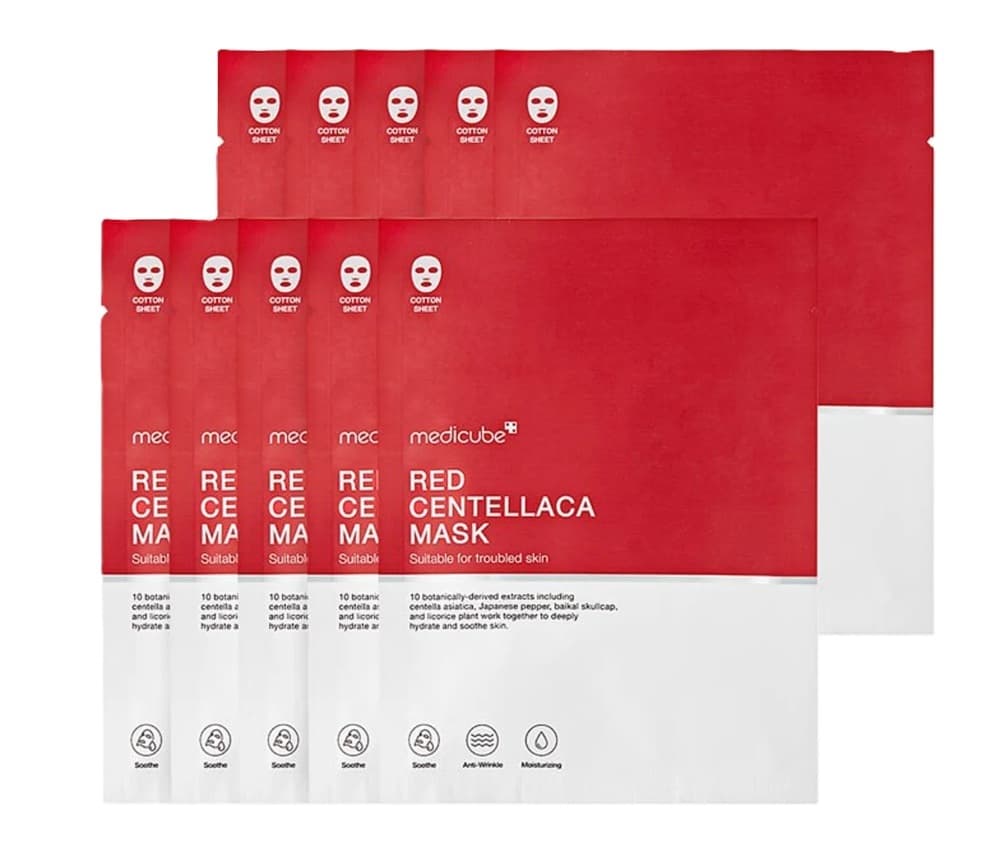 Red Centella Mask, 10ea, 1pack - Image 1