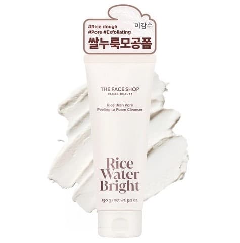 Rice Water Bright Rice Bran Pore Peeling to Foam Cleanser, 150g, 1pack