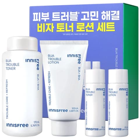 Innisfree Bija Trouble Toner + Lotion Set, 170ml+25ml+100m+25ml