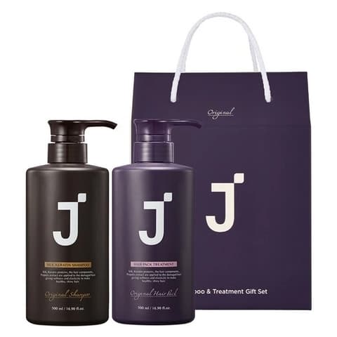J'SOOP Silk Keratin Protein Shampoo + Hair Pack Treatment Set, 500ml+500ml