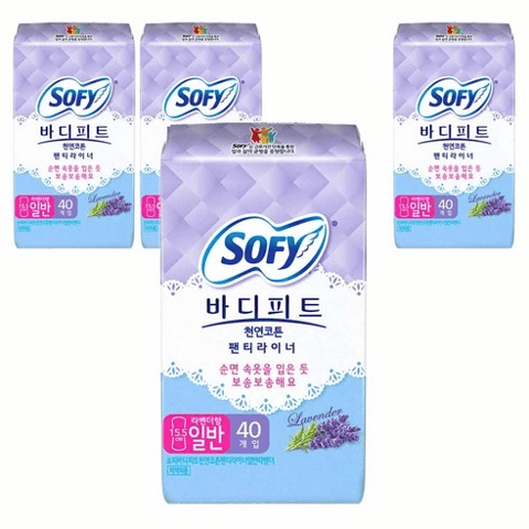 Body Fit Natural Cotton Pantyliner Lavender Scent Regular, 40eax4