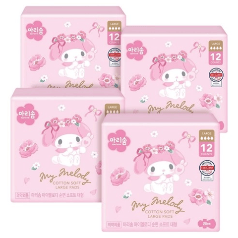 International Tissue Co. My Melody Cotton Soft Large Sanitary Pad, 12eax4