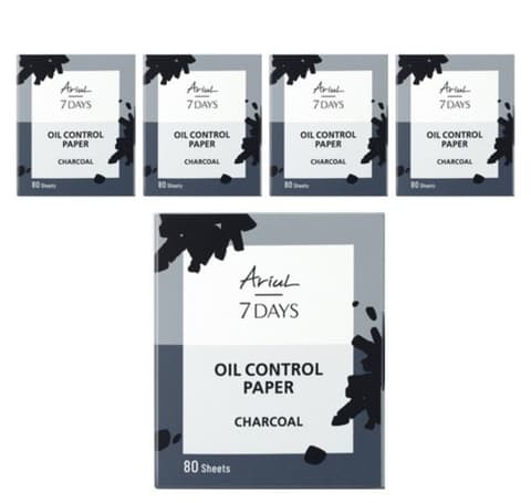 7 Days Oil Control Paper Charcoal, 80ea+80ea+80ea+80ea+80ea