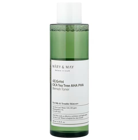 Vegan CICA Tea Tree AHA PHA Blemish Toner, 200ml, 1pack