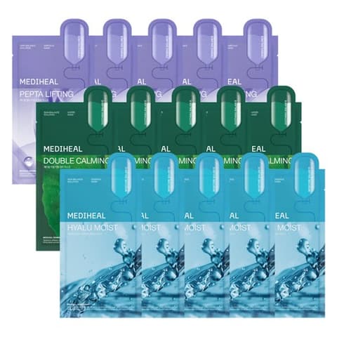 Double Calming Water Mask + Hyalu Moist Essence Mask + Pepta Lifting Ampoule Mask, 15ea