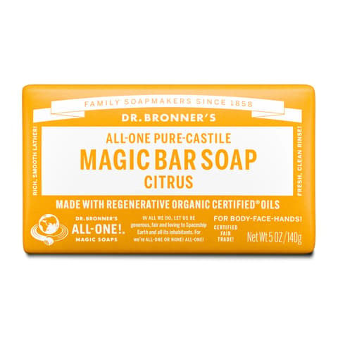 Citrus Pure-Castile Magic Soap Bar, 140g, 1pack