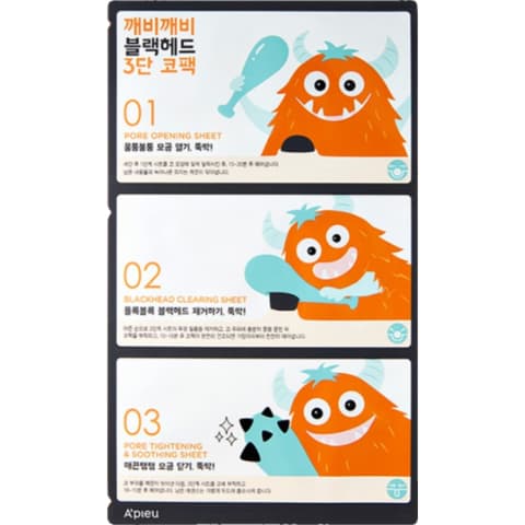 Clean Up Blackhead 3-Step Nose Pack, 10ea