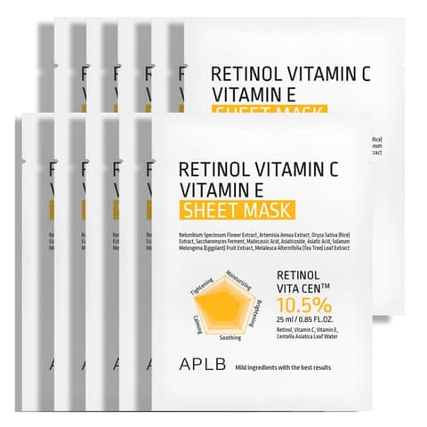 Retinol Vitamin C Vitamin E Sheet Mask, 10ea