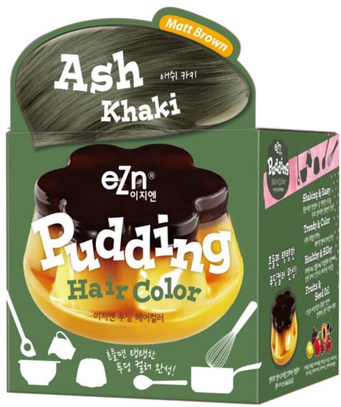Pudding Hair Color [Ash Khaki], 70mlx2ea (Color Cream+Developer)