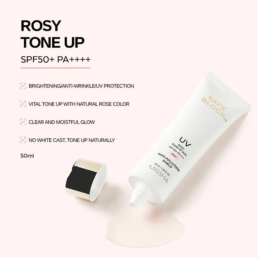 Safe Block RX UV Rosy Tone Up Sunscreen SPF50+ PA++++, 50ml, 1pack - Image 2