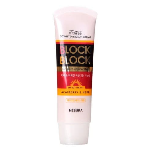 O'Three Block & Block 50 Whitening Sun Cream [SPF50/PA+++], 80g - Image 1