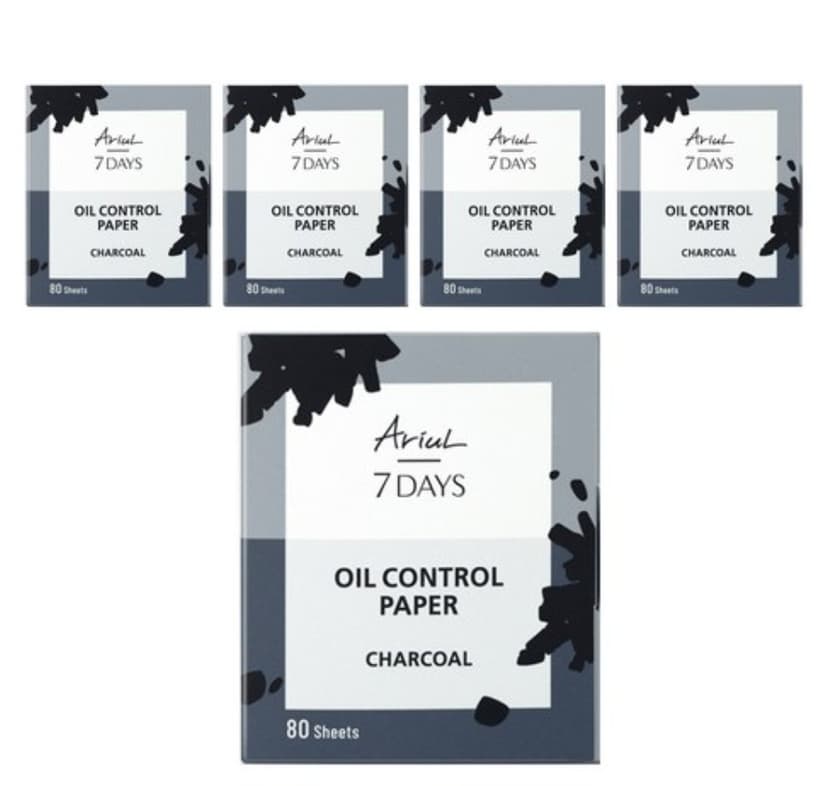 7 Days Oil Control Paper Charcoal, 80eax5, 1pack - Image 1