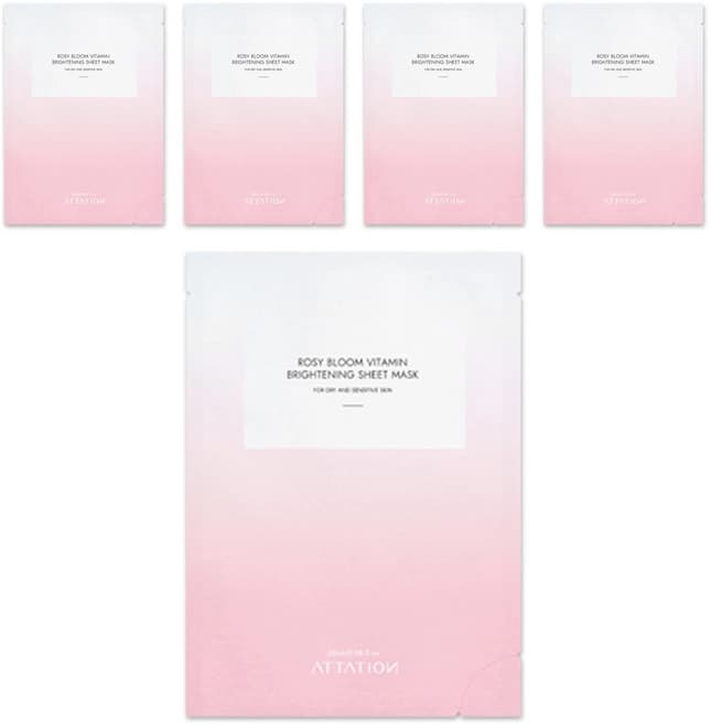 Rosy Bloom Vitamin Brightening Sheet Mask, 5ea, 1pack - Image 1