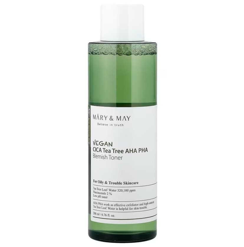 Vegan CICA Tea Tree AHA PHA Blemish Toner, 200ml, 1pack - Image 1