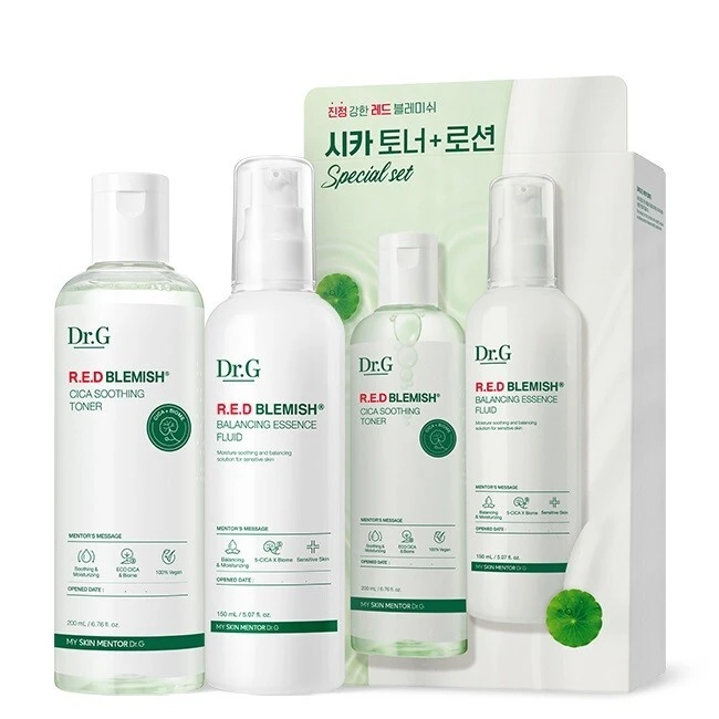R.E.D Blemish Cica Soothing Toner + Essence Fluid Set - Image 1