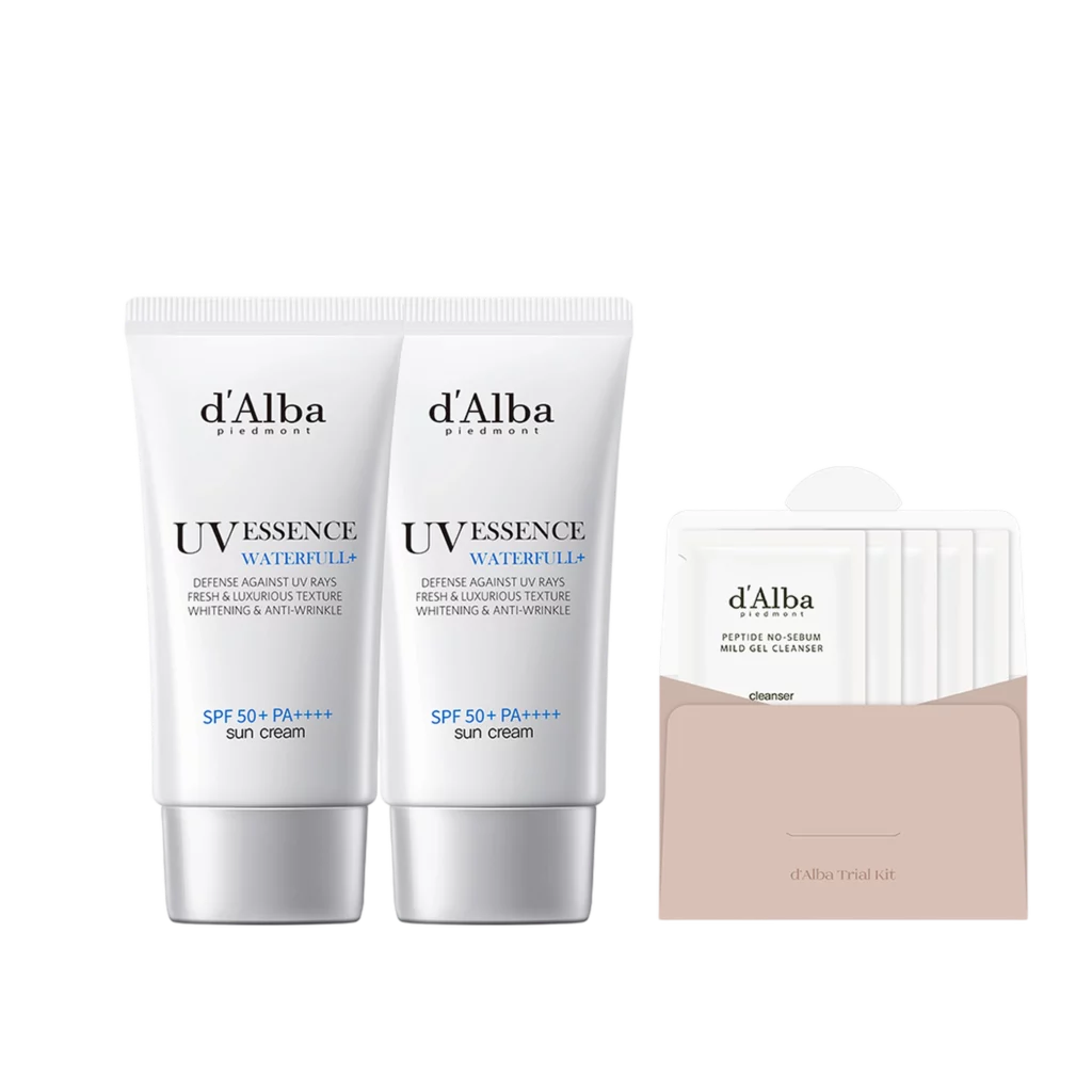 Waterful Essence Sun Cream SPF50+PA++++ 50ml 2pcs + Mild Acidic Gel Cleanser 15ml