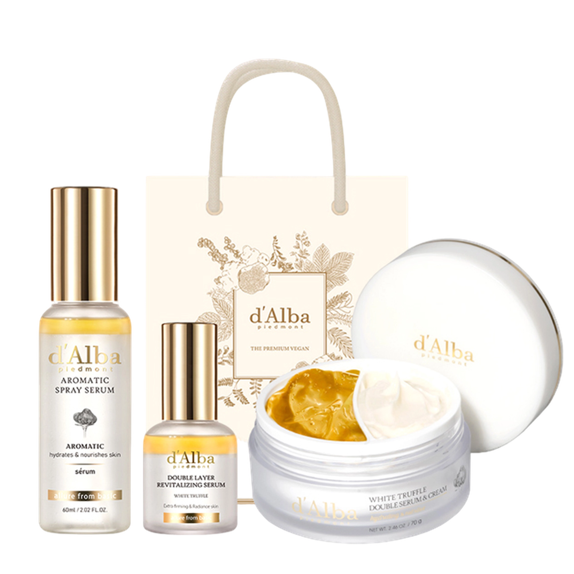 White Truffle First Aromatic Spray Serum 60ml + Double Layer Revitalizing Serum 30ml + Double Serum and Cream 70g