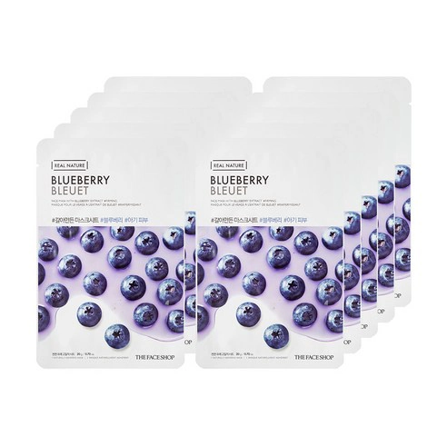 Real Nature Blueberry Sheet Mask, 10ea - Image 1
