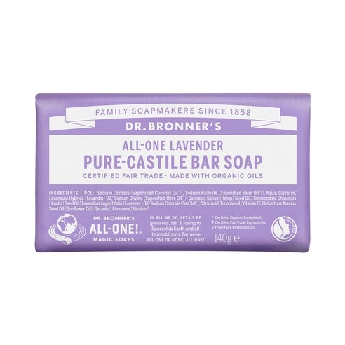 Lavender Pure Castile Bar Soap, 140g, 1pack