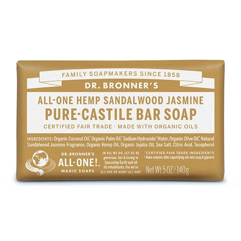 Sandalwood Jasmine Pure Castile Bar Soap, 140g, 1pack