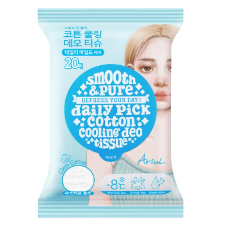 Smooth & Pure Cotton Cooling Deo Tissue, 100g, 2packs