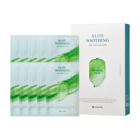 LEADERS Aloe Soothing Skin Renewal Mask, 10ea, 1pack - Image 1