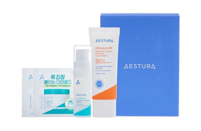 Derma UV365 Barrier Moisture Mineral Sunscreen SPF50+ PA++++  + Soothing Pack Pads + Soothing Serum Set