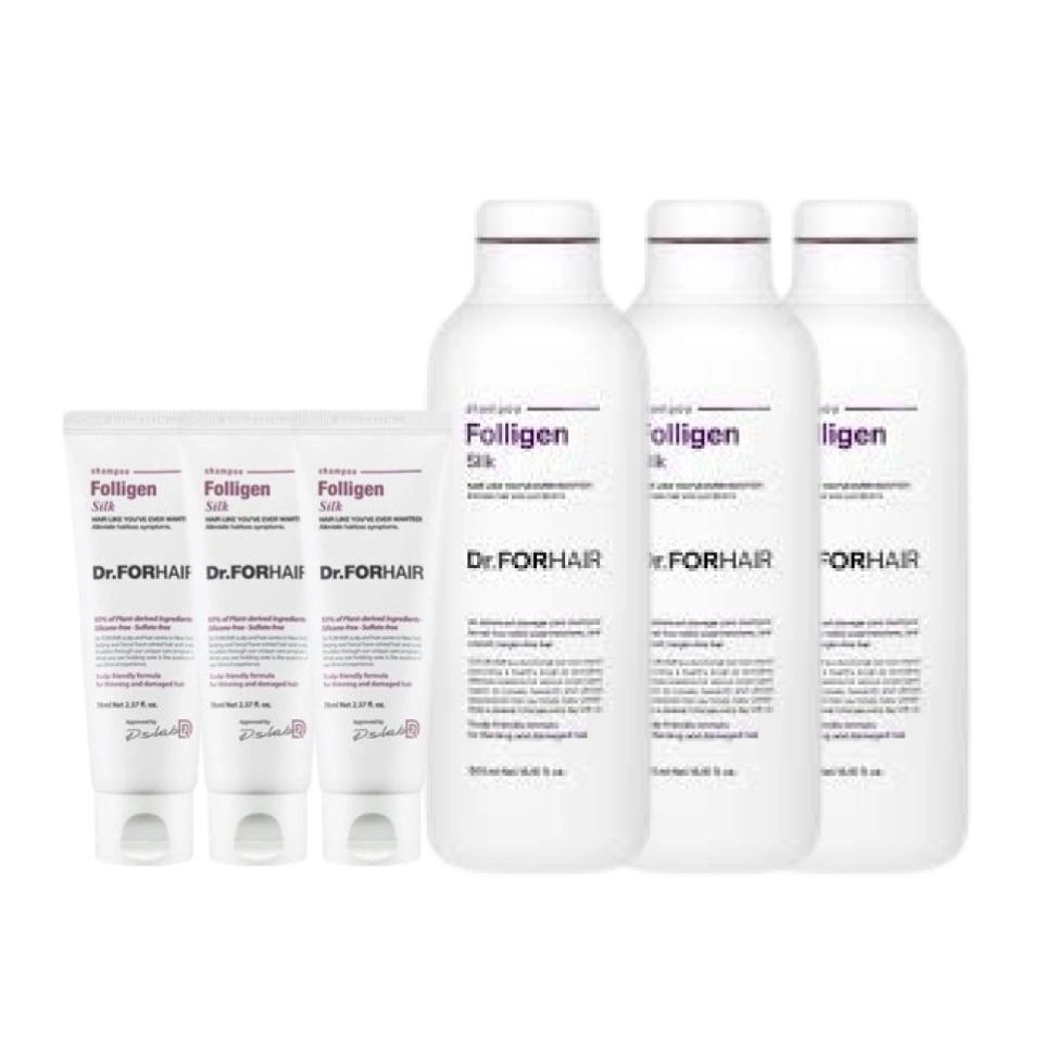 Damaged Hair Care Hair Loss Relief Folligen Silk Shampoo + Protein Shampoo Set