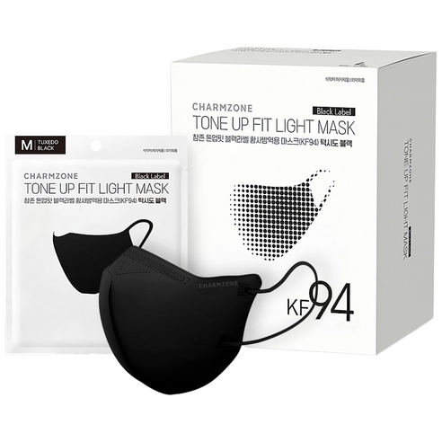 Tone-Up Fit Black Label Light KF94 Large Mask, 25ea, Tuxedo Black, 1pack