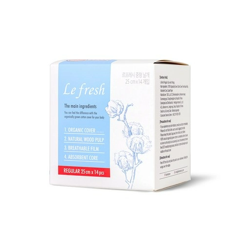 Organic Cotton Cover Medium Sanitary Pad, 14ea, 1packs