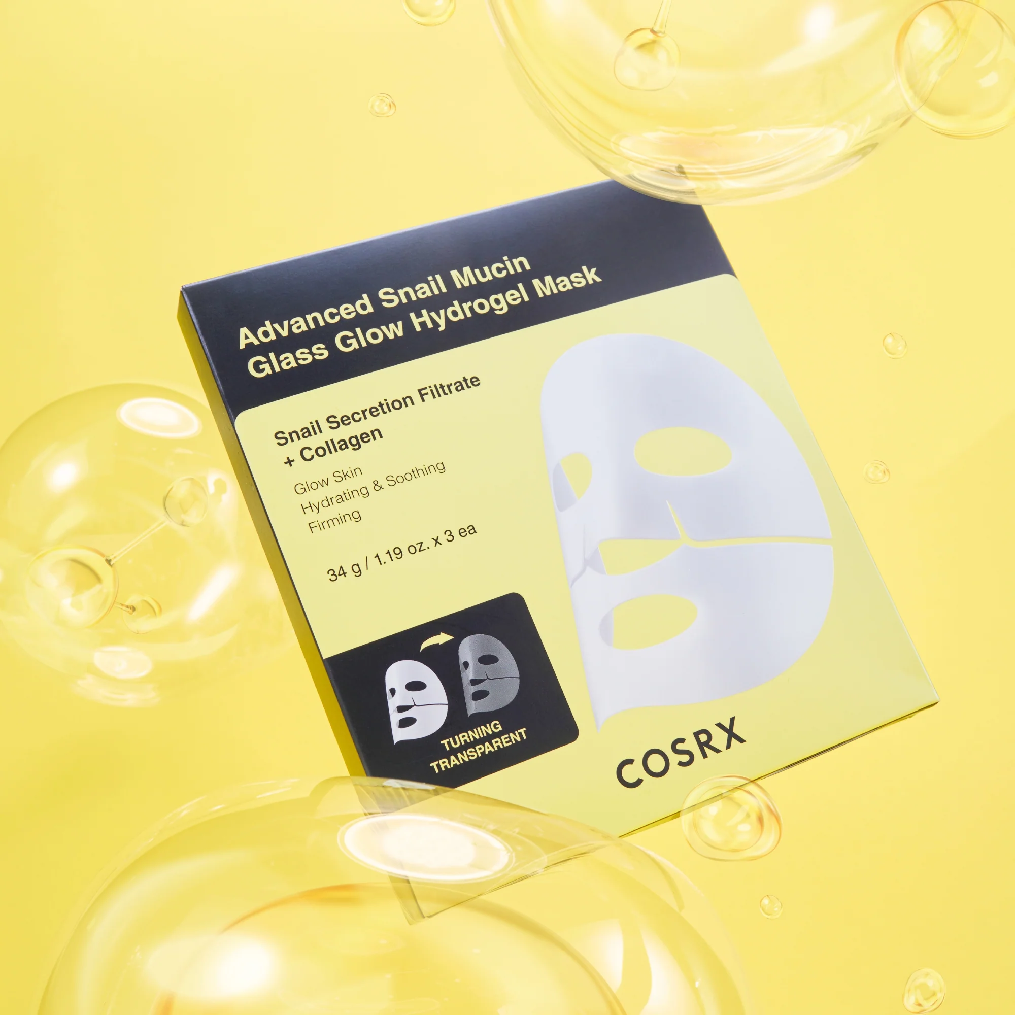 Advanced Snail Mucin Glass Glow Hydrogel Mask, 3ea - Image 4