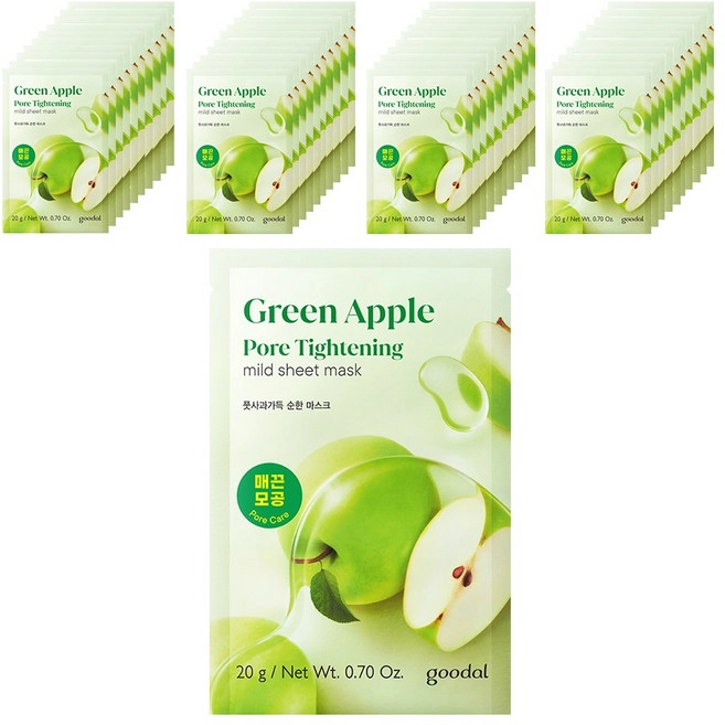 Green Apple Pore Tightening Mild Sheet Mask, 40ea
