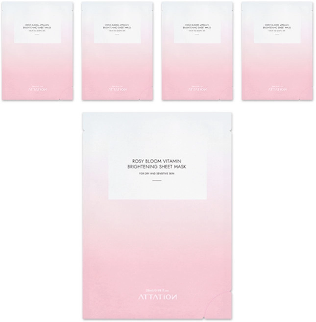 Rosy Bloom Vitamin Brightening Sheet Mask, 5ea, 1pack