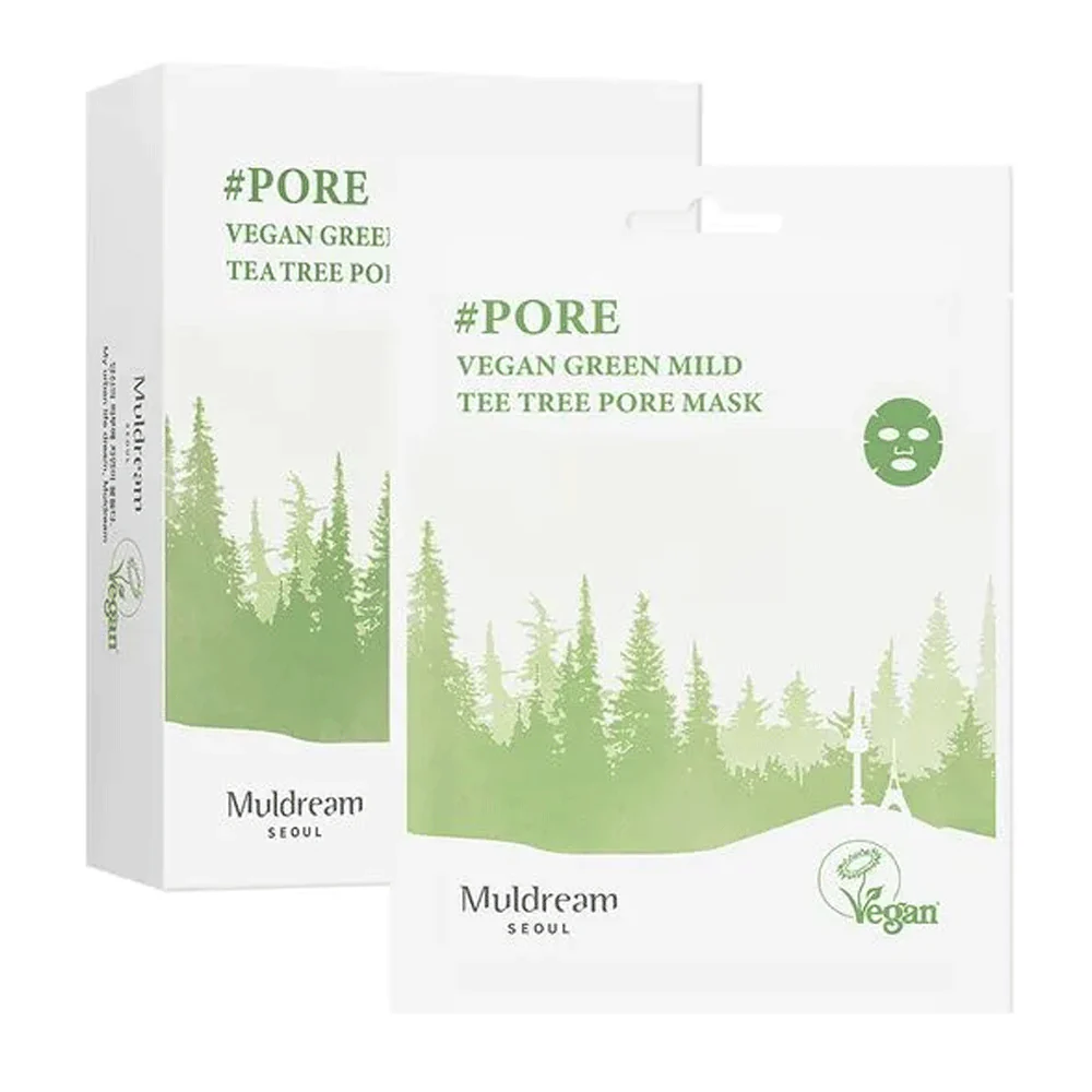 Vegan Green Mild Tea Tree Pore Mask, 10ea