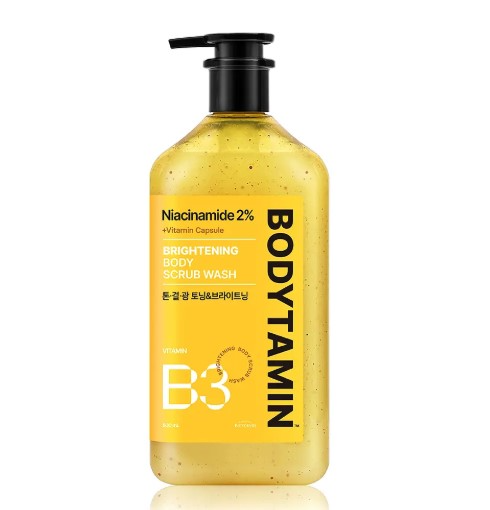 Bodytamin Niacinamide B3 2% Vitamin Capsule Brightening Body Scrub Wash, 500ml, 1pack - Image 1