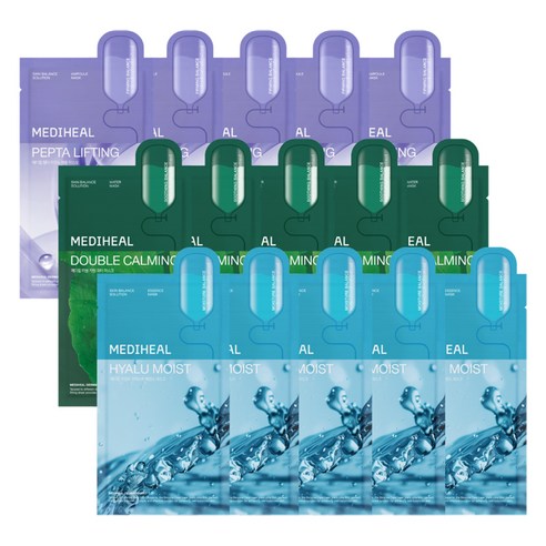 Double Calming Water Mask + Hyalu Moist Essence Mask + Pepta Lifting Ampoule Mask