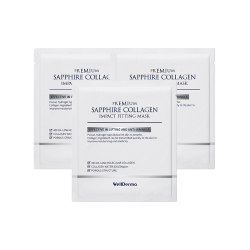 Premium Sapphire Collagen Impact Fitting Sheet Mask, 3ea, 1pack