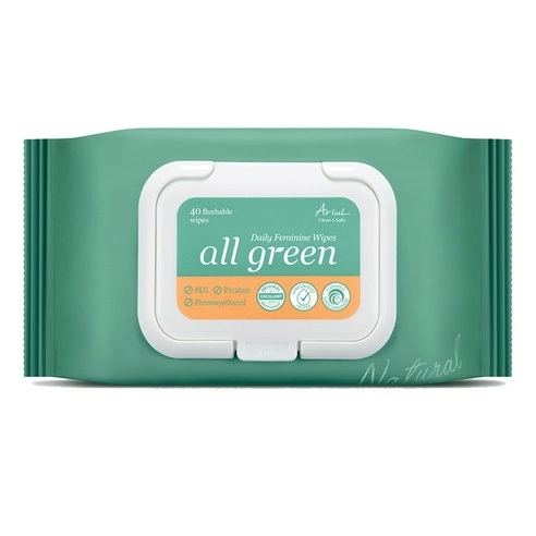 All Green Daily Feminine Wipes, 40ea, 1pack