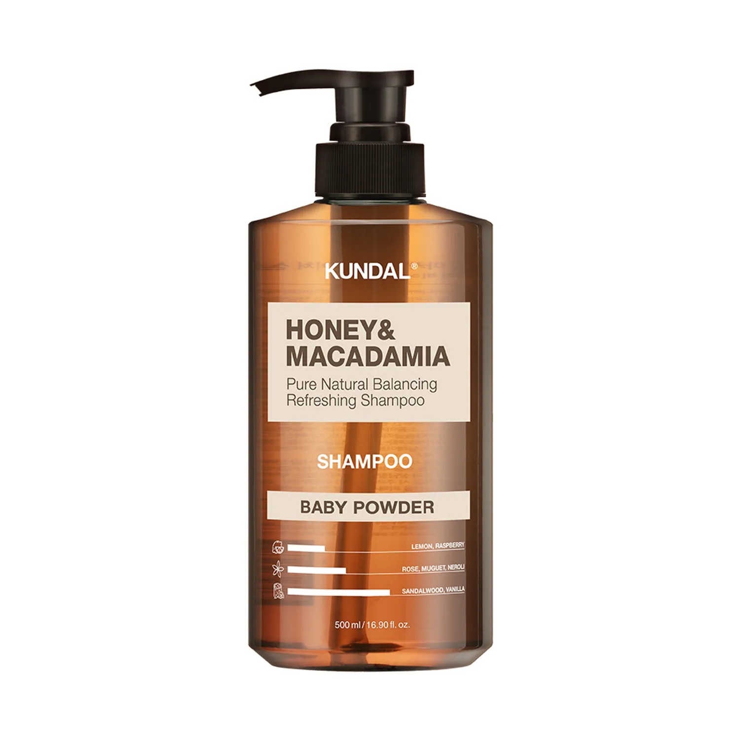 Honey & Macadamia Nature Shampoo [Baby Powder], 500ml, 1pack