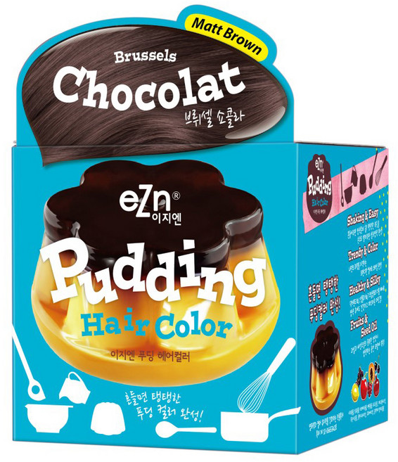 eZn Pudding Hair Color [Brussels Chocolat], 70mlx2ea (Color Cream+Developer)