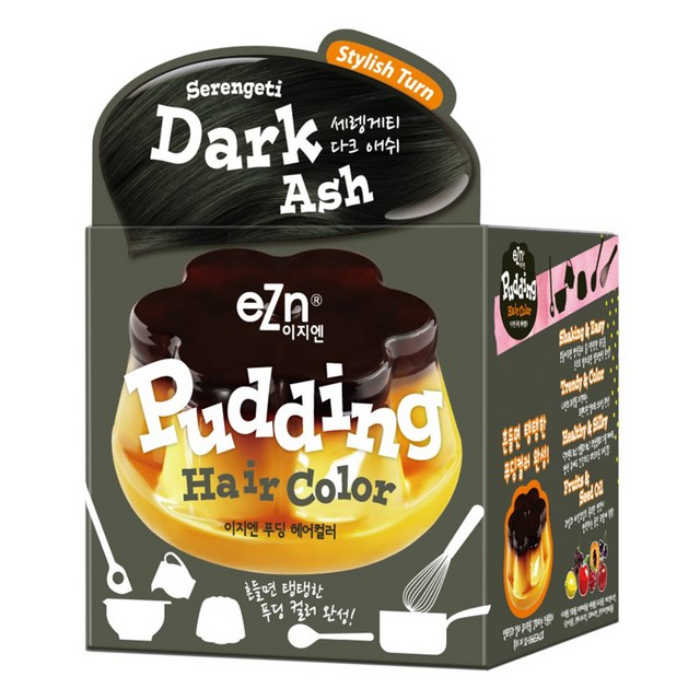 eZn Pudding Hair Color [Serengeti Dark Ash], 70mlx2ea (Color Cream+Developer)